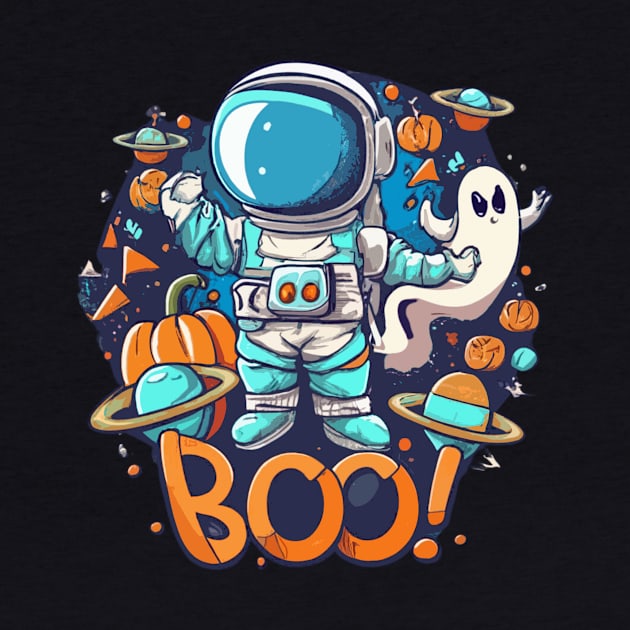 Funny Halloween Boo Ghost Pumpkin Astronaut Lovers by Zimmermanr Liame